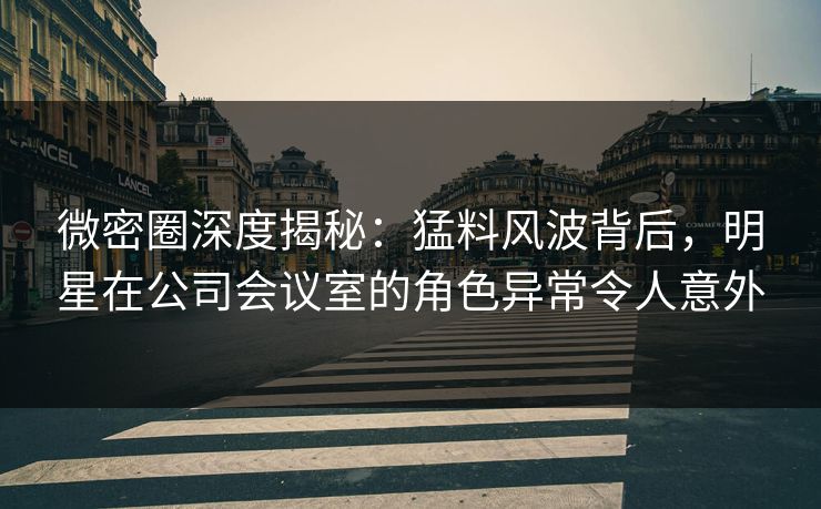 微密圈深度揭秘：猛料风波背后，明星在公司会议室的角色异常令人意外