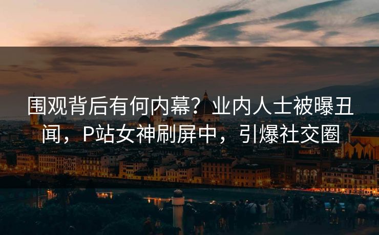 围观背后有何内幕？业内人士被曝丑闻，P站女神刷屏中，引爆社交圈