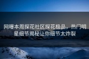 网曝本周探花社区探花极品，热门明星细节揭秘让你细节太炸裂
