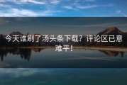 今天谁刷了汤头条下载？评论区已意难平！