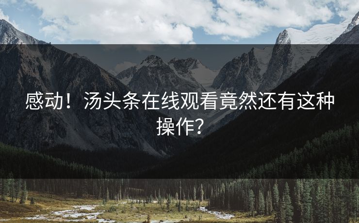 感动！汤头条在线观看竟然还有这种操作？
