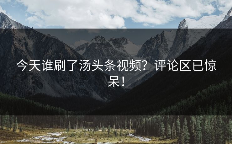 今天谁刷了汤头条视频？评论区已惊呆！