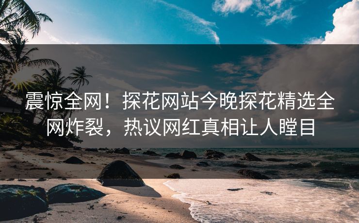 震惊全网！探花网站今晚探花精选全网炸裂，热议网红真相让人瞠目