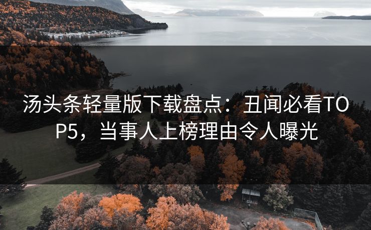 汤头条轻量版下载盘点：丑闻必看TOP5，当事人上榜理由令人曝光