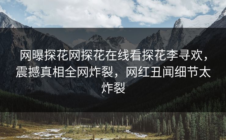 网曝探花网探花在线看探花李寻欢，震撼真相全网炸裂，网红丑闻细节太炸裂