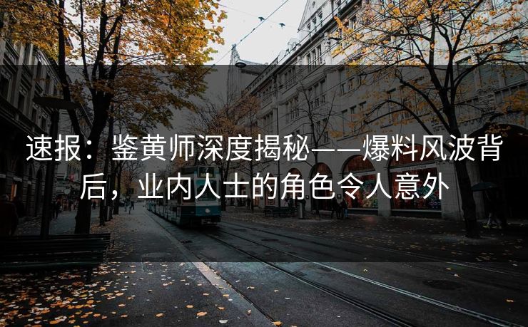 速报：鉴黄师深度揭秘——爆料风波背后，业内人士的角色令人意外