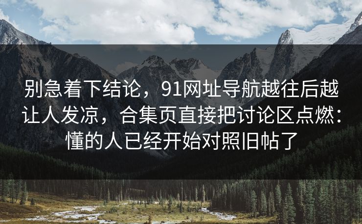 别急着下结论，91网址导航越往后越让人发凉，合集页直接把讨论区点燃：懂的人已经开始对照旧帖了